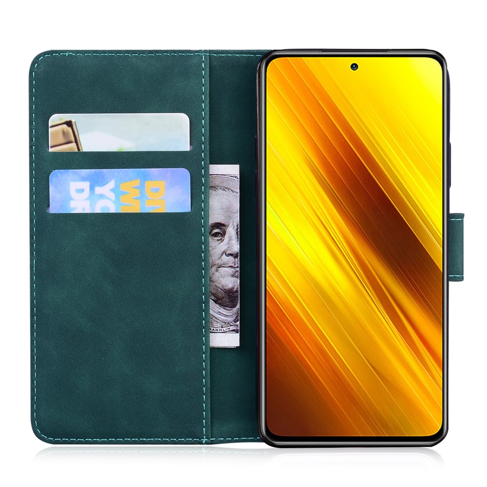 Big Butterfly Pattern Printing Skin-touch PU Leather Fully Wrapped Phone Cover Wallet Stand Shell for Xiaomi Poco X3/Poco X3 Pro/Poco X3 NFC - Green-5