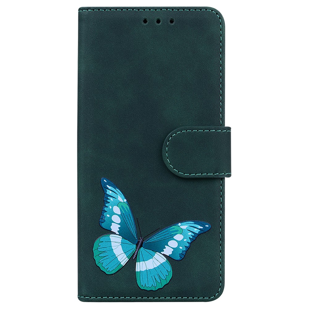 Drop-resistant Big Butterfly Pattern Printing Skin-touch PU Leather Phone Cover Wallet Stand Shell for Xiaomi Redmi Note 10 4G/Note 10S - Green-2