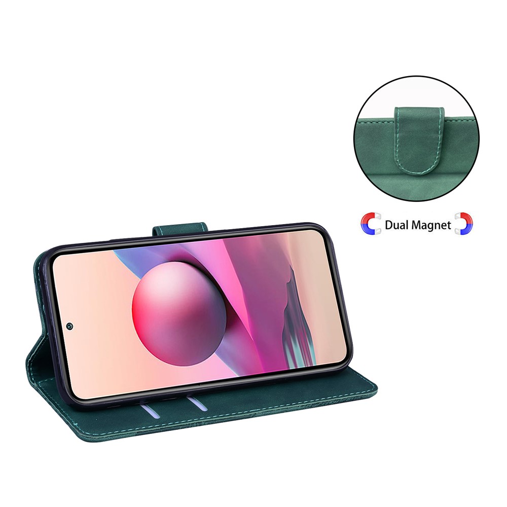 Drop-resistant Big Butterfly Pattern Printing Skin-touch PU Leather Phone Cover Wallet Stand Shell for Xiaomi Redmi Note 10 4G/Note 10S - Green-4
