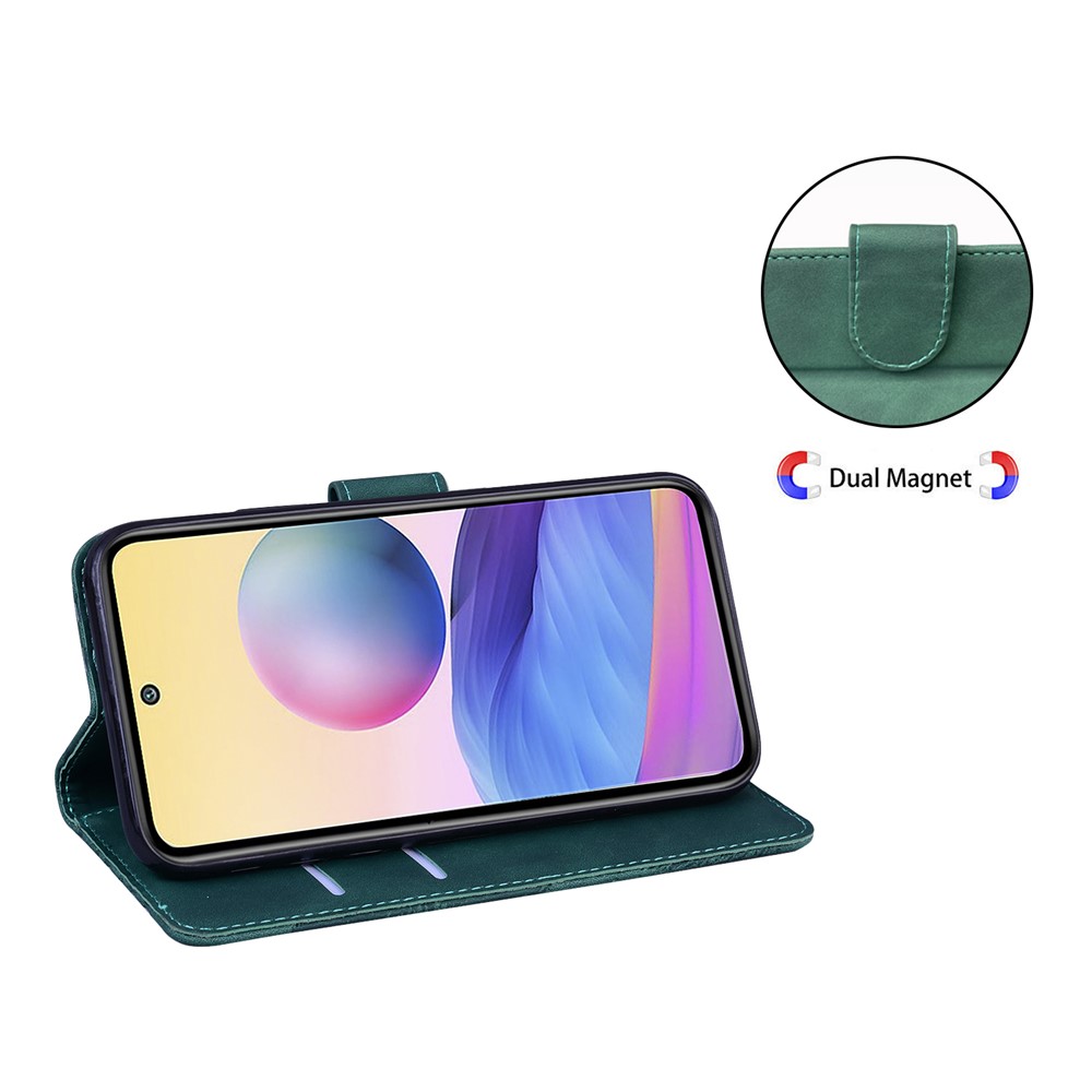 Big Butterfly Pattern Printing Full Protection Skin-touch PU Leather Phone Cover Wallet Stand Shell for Xiaomi Poco M3 Pro 4G/5G/Redmi Note 10 5G/Redmi Note 10T 5G - Green-4