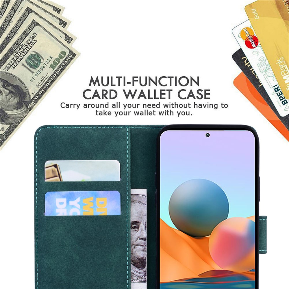 Big Butterfly Pattern Printing Skin-touch PU Leather Phone Cover Magnetic Clasp Wallet Stand Shell for Xiaomi Redmi Note 10 Pro 4G (India)/Note 10 Pro 4G (Global)/Note 10 Pro Max - Green-6