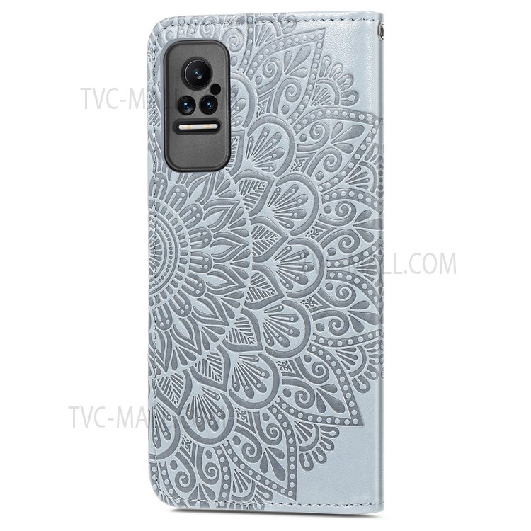Dream Wings Pattern Imprinted Design PU Leather Wallet Stand Flip Protective Stylish Phone Case with Strap for Xiaomi Civi - Grey-3