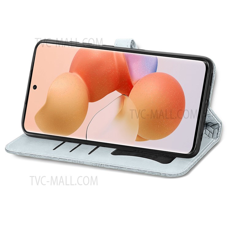 Dream Wings Pattern Imprinted Design PU Leather Wallet Stand Flip Protective Stylish Phone Case with Strap for Xiaomi Civi - Grey-5