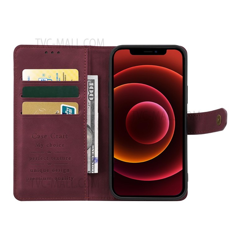 CASE CRAFT Outer Card Slot PU Leather Magnetic Clasp Phone Stand Case Wallet Cover for Xiaomi Mi 11 Lite 4G/5G/11 Lite 5G NE - Red-4