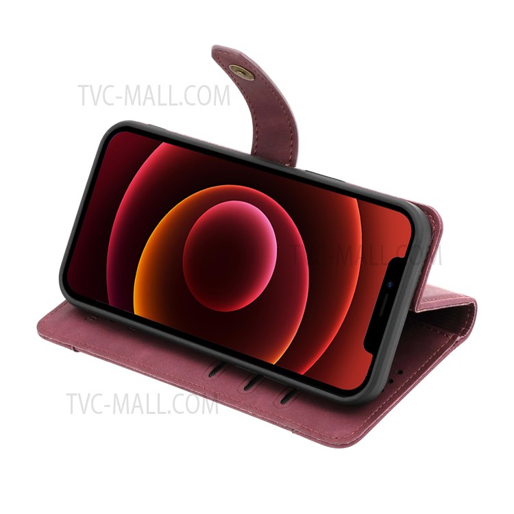 CASE CRAFT Outer Card Slot PU Leather Magnetic Clasp Phone Stand Case Wallet Cover for Xiaomi Mi 11 Lite 4G/5G/11 Lite 5G NE - Red-5