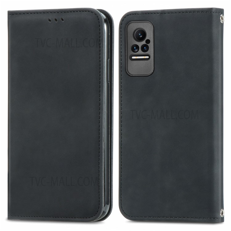 Viewing Stand Vintage PU Leather Card Slot Auto Closing Magnetic Flip Skin-touch Cover for Xiaomi Civi - Black-1