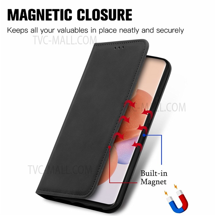 Viewing Stand Vintage PU Leather Card Slot Auto Closing Magnetic Flip Skin-touch Cover for Xiaomi Civi - Black-2