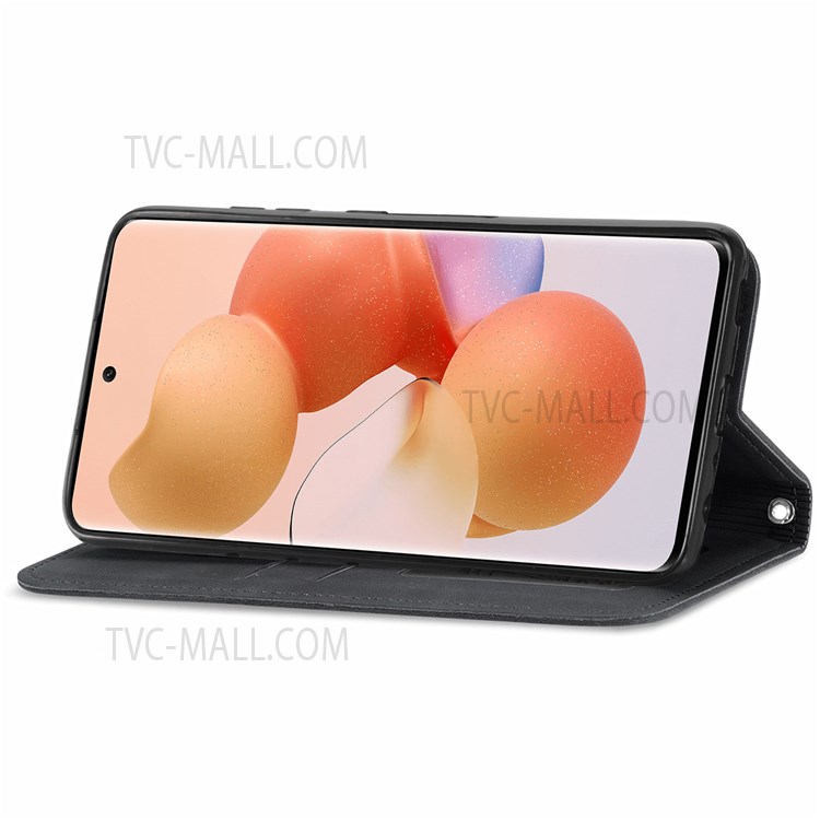 Viewing Stand Vintage PU Leather Card Slot Auto Closing Magnetic Flip Skin-touch Cover for Xiaomi Civi - Black-6