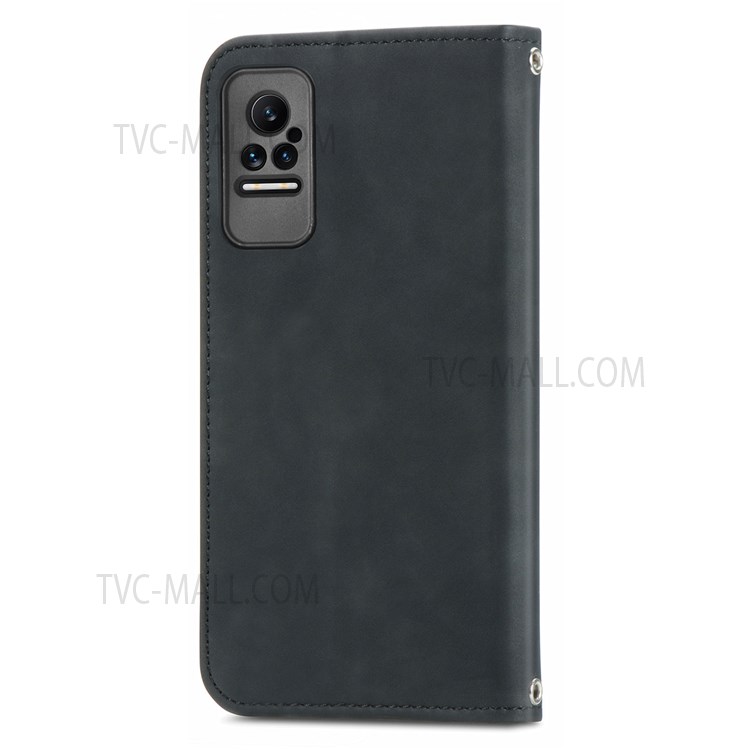 Viewing Stand Vintage PU Leather Card Slot Auto Closing Magnetic Flip Skin-touch Cover for Xiaomi Civi - Black-9
