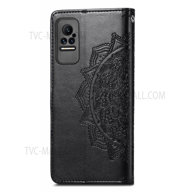 Stand Feature PU Leather Mandala Flower Embossed Wallet Shockproof Cover with Strap for Xiaomi Civi - Black-3
