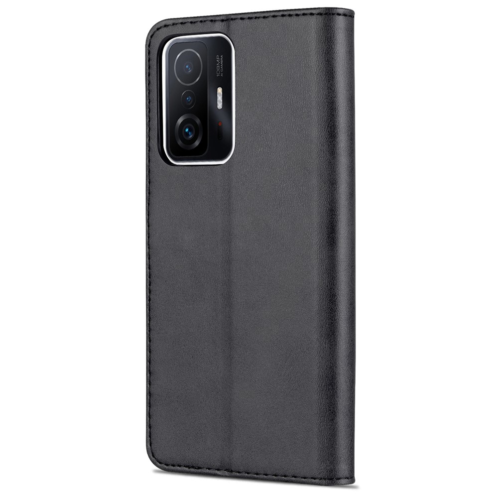 AZNS Premium PU Leather Wallet Stand Magnetic Closure Protective Flip Phone Cover for Xiaomi 11T / 11T Pro - Black-3
