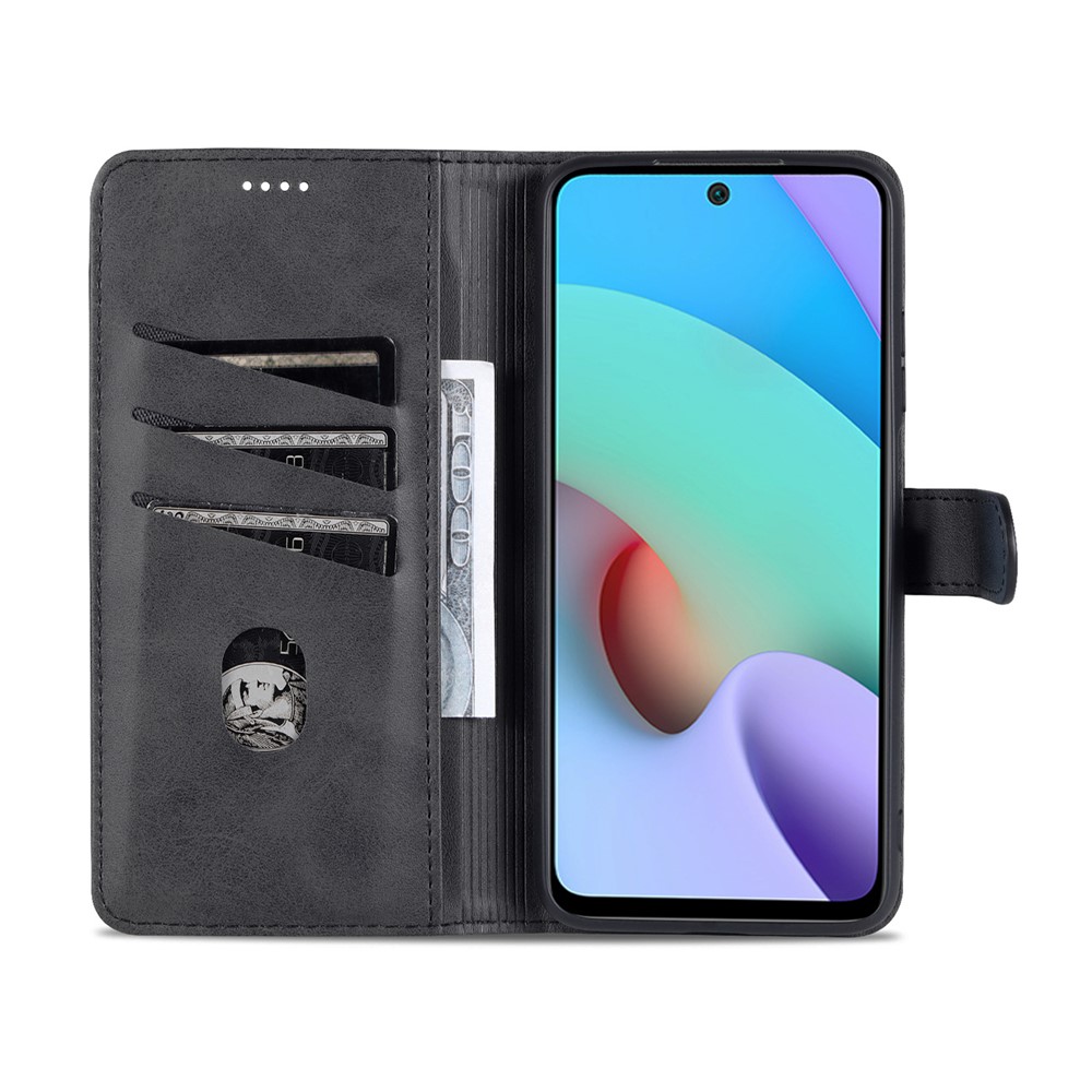 AZNS Premium PU Leather Wallet Stand Magnetic Closure Protective Flip Phone Cover for Xiaomi 11T / 11T Pro - Black-6