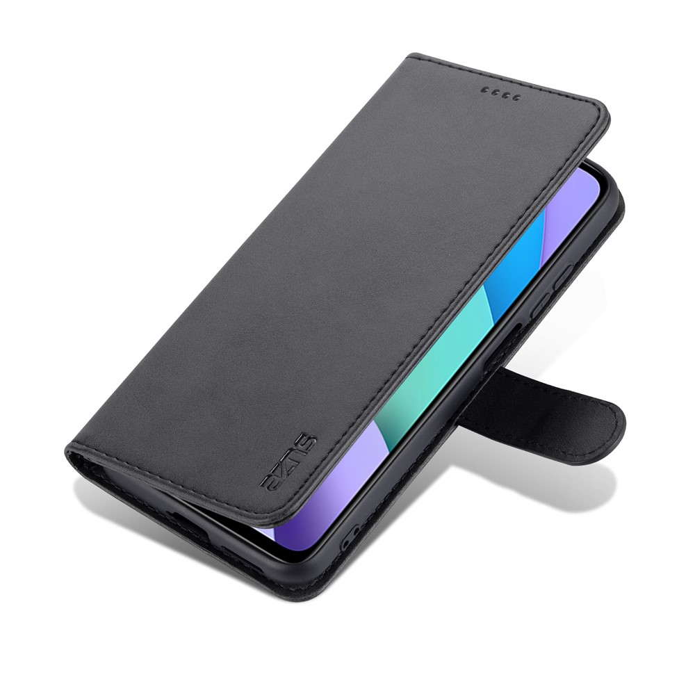 AZNS Premium PU Leather Wallet Stand Magnetic Closure Protective Flip Phone Cover for Xiaomi 11T / 11T Pro - Black-7