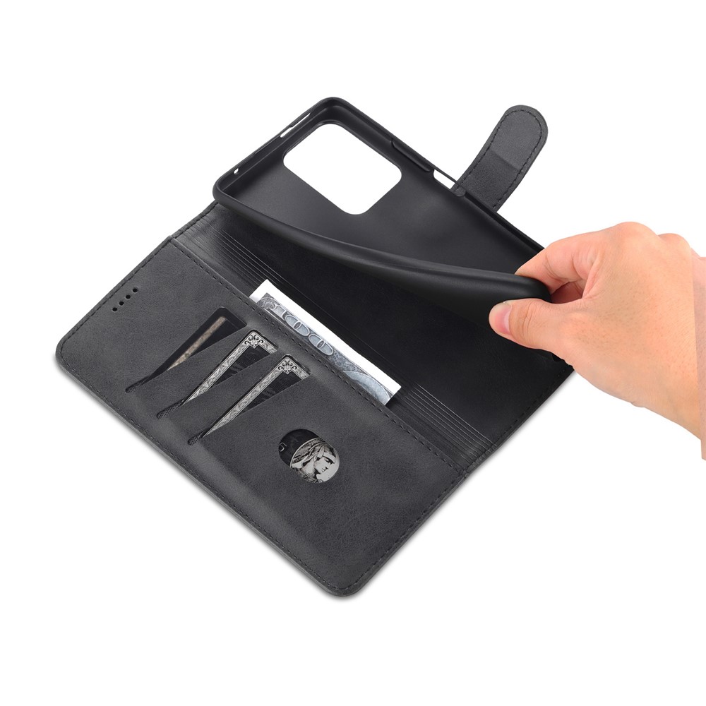 AZNS Premium PU Leather Wallet Stand Magnetic Closure Protective Flip Phone Cover for Xiaomi 11T / 11T Pro - Black-8