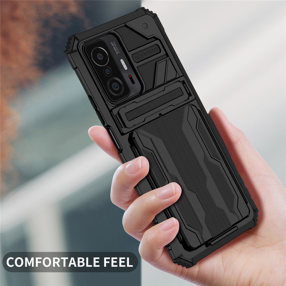 Well-protected Anti-scratch TPU+PC Back Case with Detachable Card Slots for Xiaomi 11T/11T Pro - Black-5