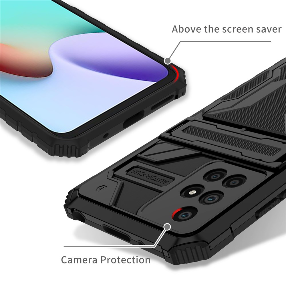 Well-protected Scratch-resistant TPU+PC Back Case with Detachable Card Slots for Xiaomi Redmi 10 - Black-4