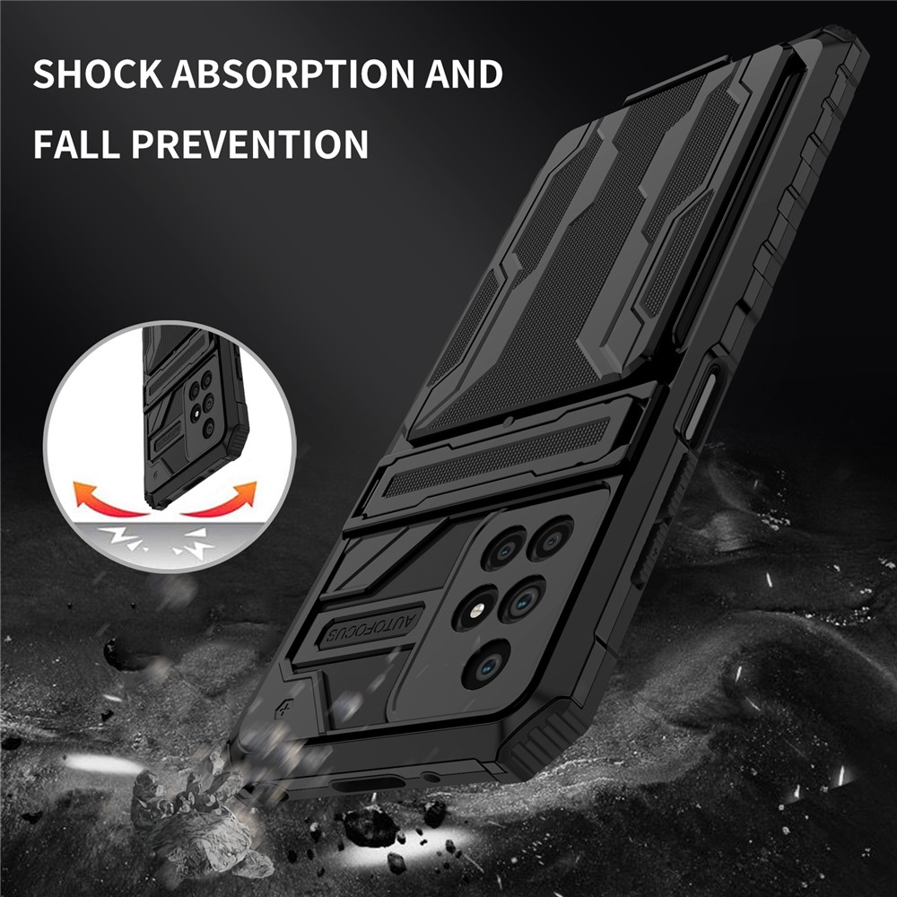 Well-protected Scratch-resistant TPU+PC Back Case with Detachable Card Slots for Xiaomi Redmi 10 - Black-6
