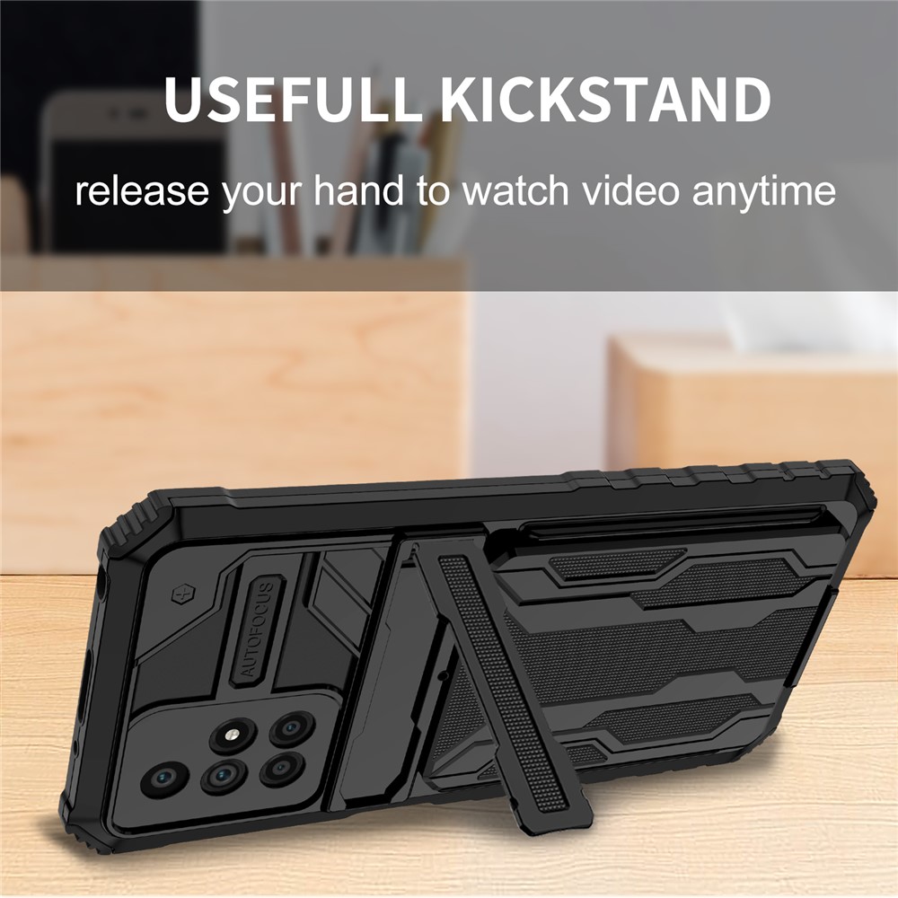 Well-protected Scratch-resistant TPU+PC Back Case with Detachable Card Slots for Xiaomi Redmi 10 - Black-7