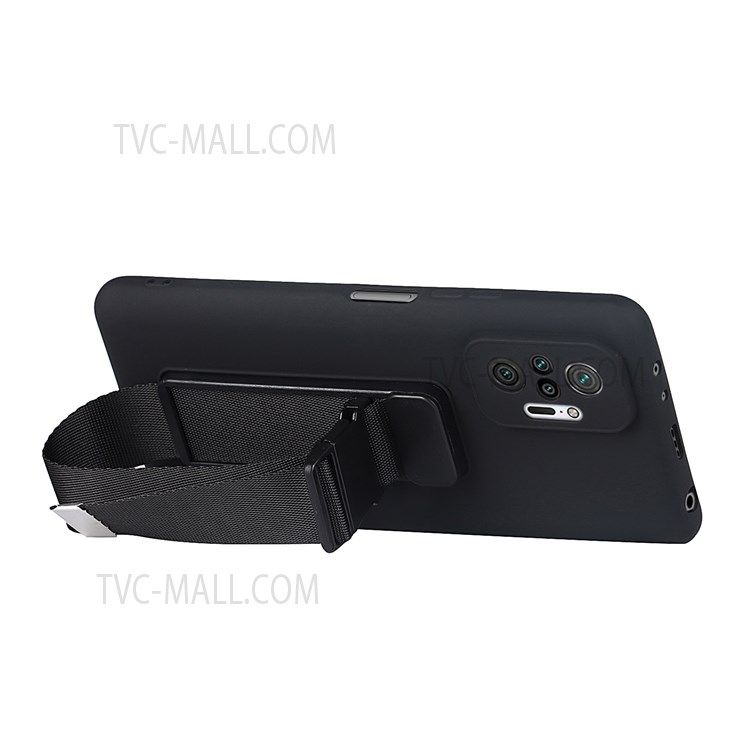 Anti-scratch Adjustable Wrist Strap Soft Durable TPU Case with Kickstand for Xiaomi Redmi Note 10 Pro 4G (Global)/Note 10 Pro Max - Black-3