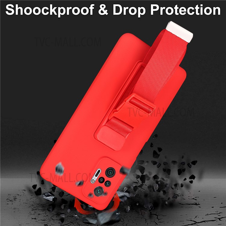 Anti-scratch Adjustable Wrist Strap Soft Durable TPU Case with Kickstand for Xiaomi Redmi Note 10 Pro 4G (Global)/Note 10 Pro Max - Black-7