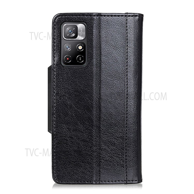 Horizontal Flip Full Protection Stand Design PU Leather Phone Cover with Wallet for Xiaomi Redmi Note 11/Xiaomi Poco M4 Pro 5G - Black-3