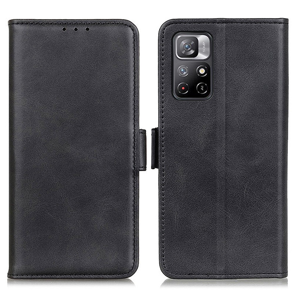 Magnetic Closure Leather Wallet Stand Shockproof Phone Cover for Xiaomi Redmi Note 11/Xiaomi Poco M4 Pro 5G - Black-1
