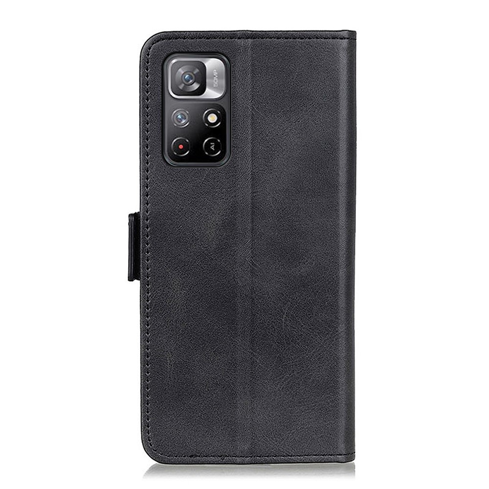 Magnetic Closure Leather Wallet Stand Shockproof Phone Cover for Xiaomi Redmi Note 11/Xiaomi Poco M4 Pro 5G - Black-3