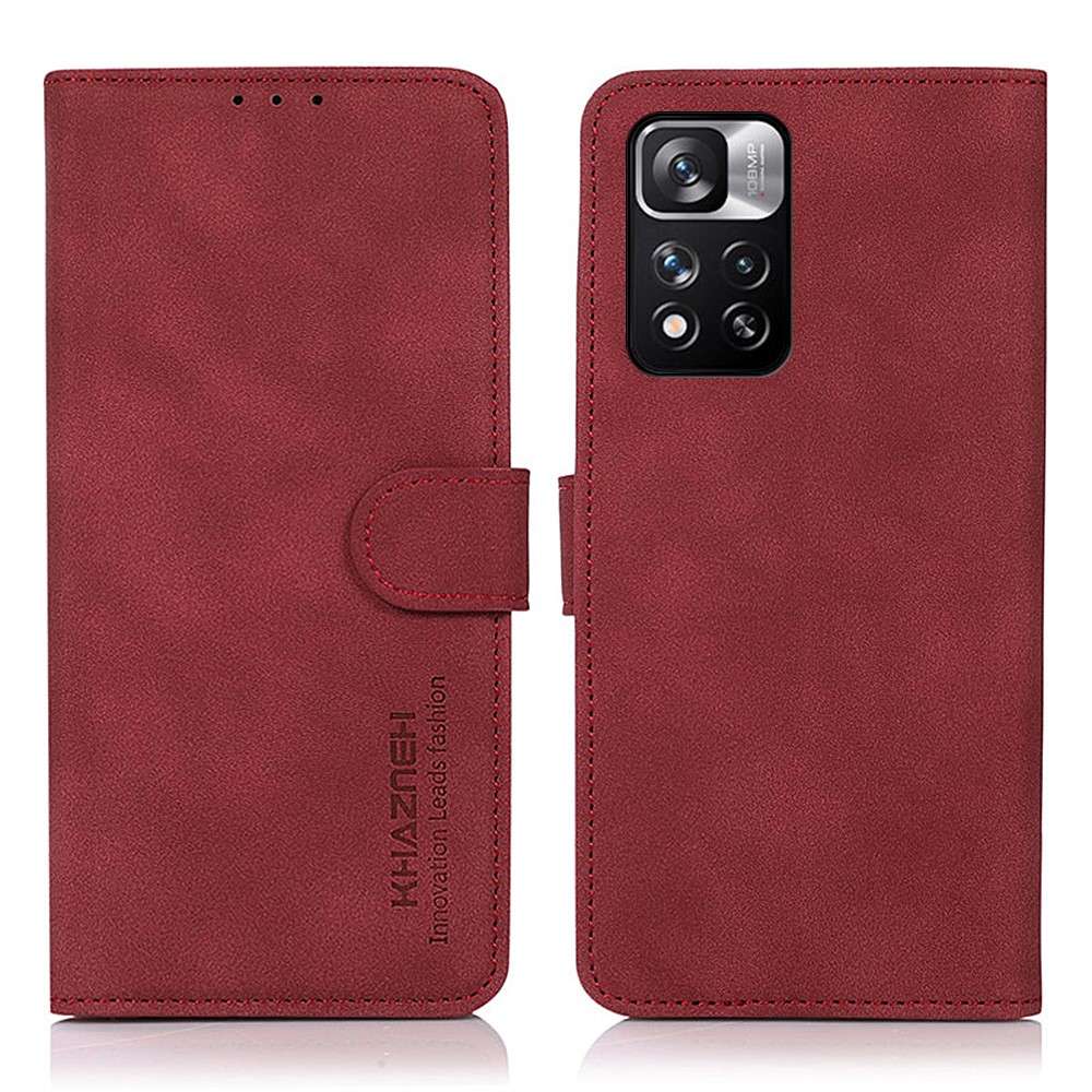 KHAZNEH PU Leather + TPU Protective Phone Case with Stand Wallet Design for Xiaomi Redmi Note 11 Pro/Note 11 Pro+ - Red-1