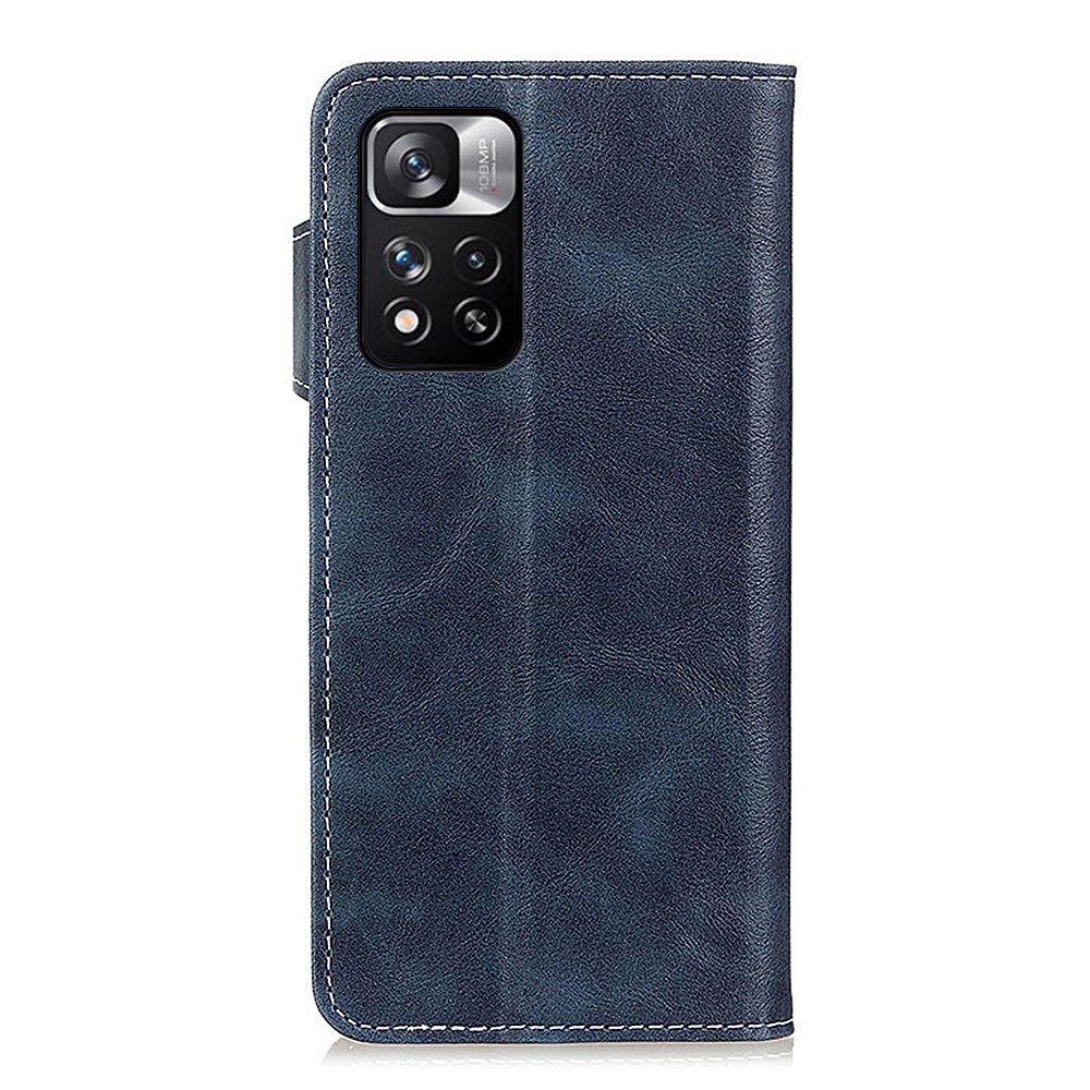 S-shape Textured Folio Flip PU Leather Stand Wallet Protective Phone Case Cover for Xiaomi Redmi Note 11 Pro/Note 11 Pro+ - Blue-3