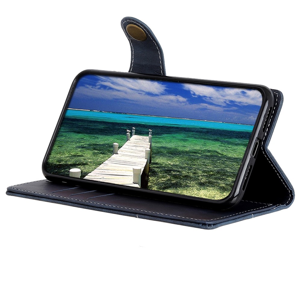S-shape Textured Folio Flip PU Leather Stand Wallet Protective Phone Case Cover for Xiaomi Redmi Note 11 Pro/Note 11 Pro+ - Blue-5