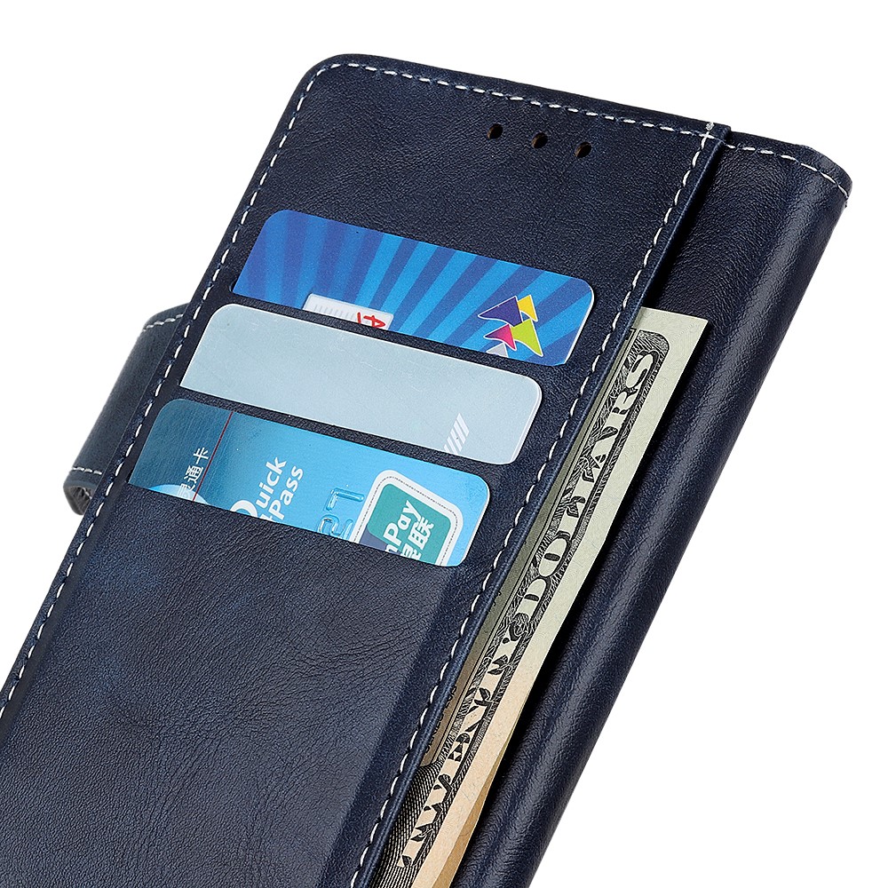 S-shape Textured Folio Flip PU Leather Stand Wallet Protective Phone Case Cover for Xiaomi Redmi Note 11 Pro/Note 11 Pro+ - Blue-6