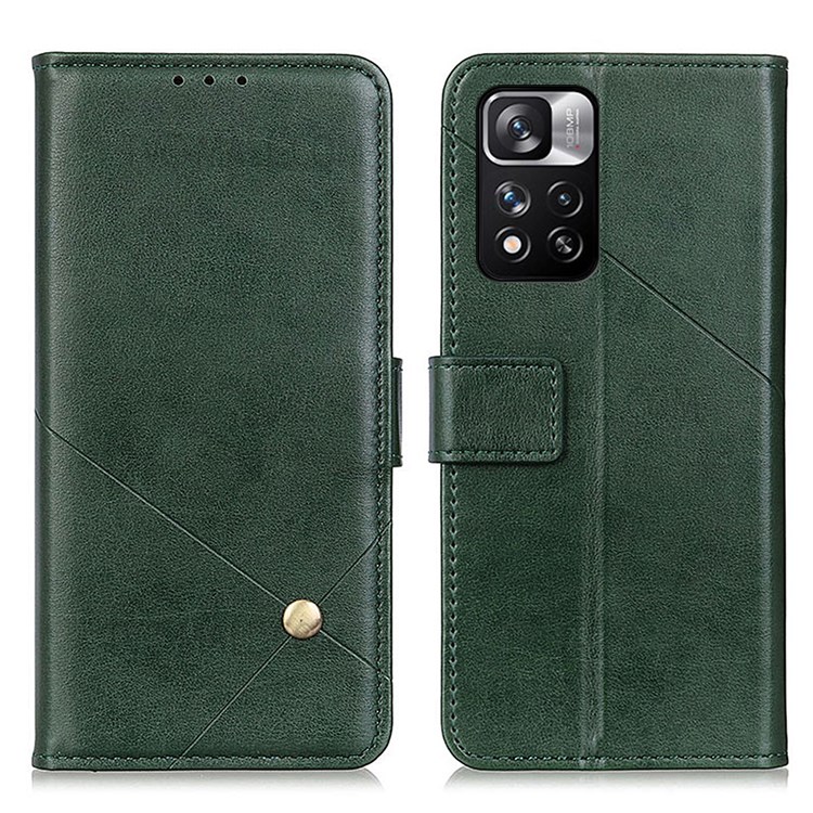 Wallet Stand PU Leather Cover Flip Folio Scratch-resistant Inner TPU Phone Case for Xiaomi Redmi Note 11 Pro/Note 11 Pro+ - Green-1