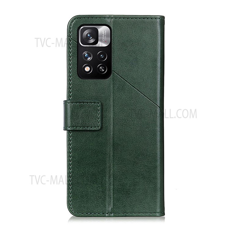 Wallet Stand PU Leather Cover Flip Folio Scratch-resistant Inner TPU Phone Case for Xiaomi Redmi Note 11 Pro/Note 11 Pro+ - Green-3