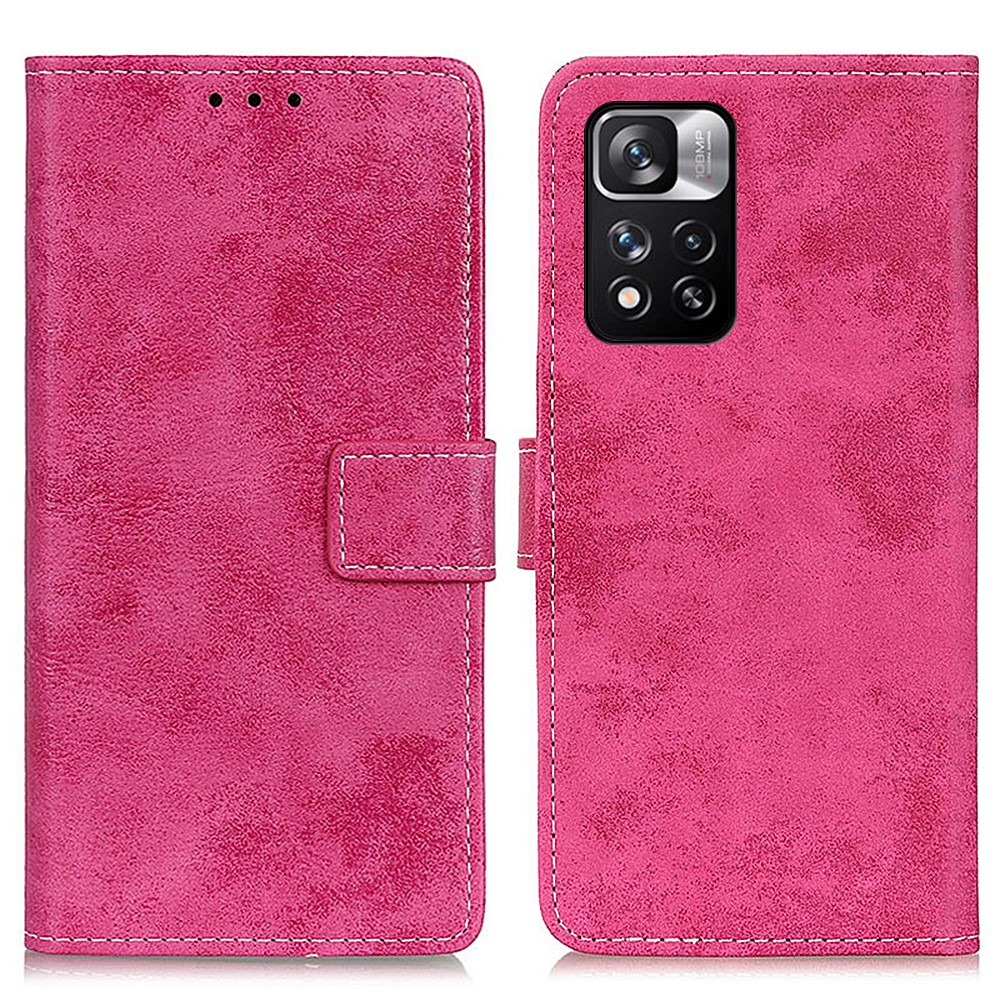Retro Style Adjustable Stand PU Leather Phone Wallet Cover Case for Xiaomi Redmi Note 11 Pro/Note 11 Pro+ - Rose-1