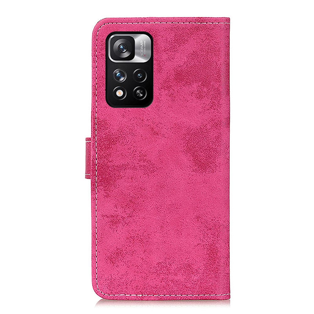 Retro Style Adjustable Stand PU Leather Phone Wallet Cover Case for Xiaomi Redmi Note 11 Pro/Note 11 Pro+ - Rose-3