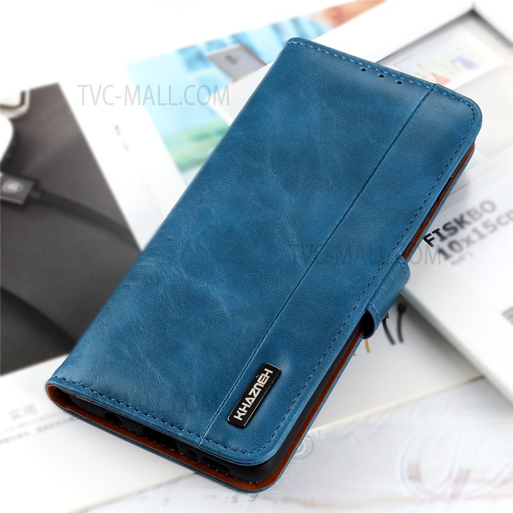KHAZNEH Textured Surface All-inclusive Protection Stand Leather Case Cover with Card Slots and Card Pocket for Xiaomi Redmi Note 11 Pro/Note 11 Pro+ - Blue-8