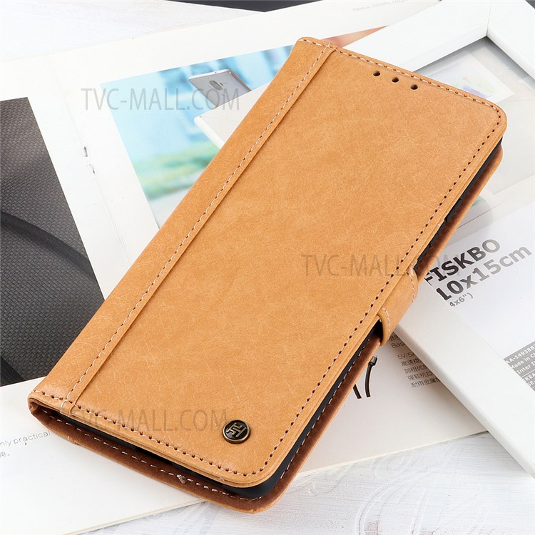 KHAZNEH Rhino Texture Split Leather Protective Wallet Stand Mobile Phone Flip Case Cover for Xiaomi Redmi Note 11 Pro/Note 11 Pro+ - Brown-8