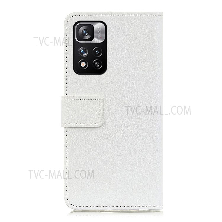 KHAZNEH PU Leather Protective Case Magnetic Closure Wallet Stand Phone Shell Cover for Xiaomi Redmi Note 11 Pro/Note 11 Pro+ - White-3