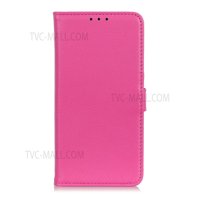 Folio Flip Litchi Texture PU Leather Wallet Stand Cover Magnetic Clasp Phone Case for Xiaomi Redmi Note 11 - Rose-2