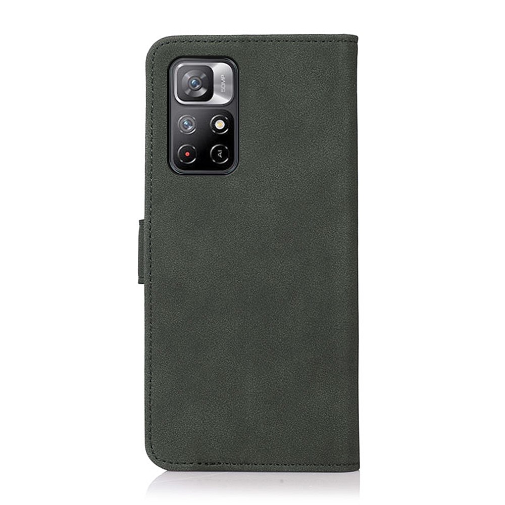 KHAZNEH Anti-drop PU Leather + TPU Protective Phone Case with Stand Wallet for Xiaomi Redmi Note 11 - Green-3