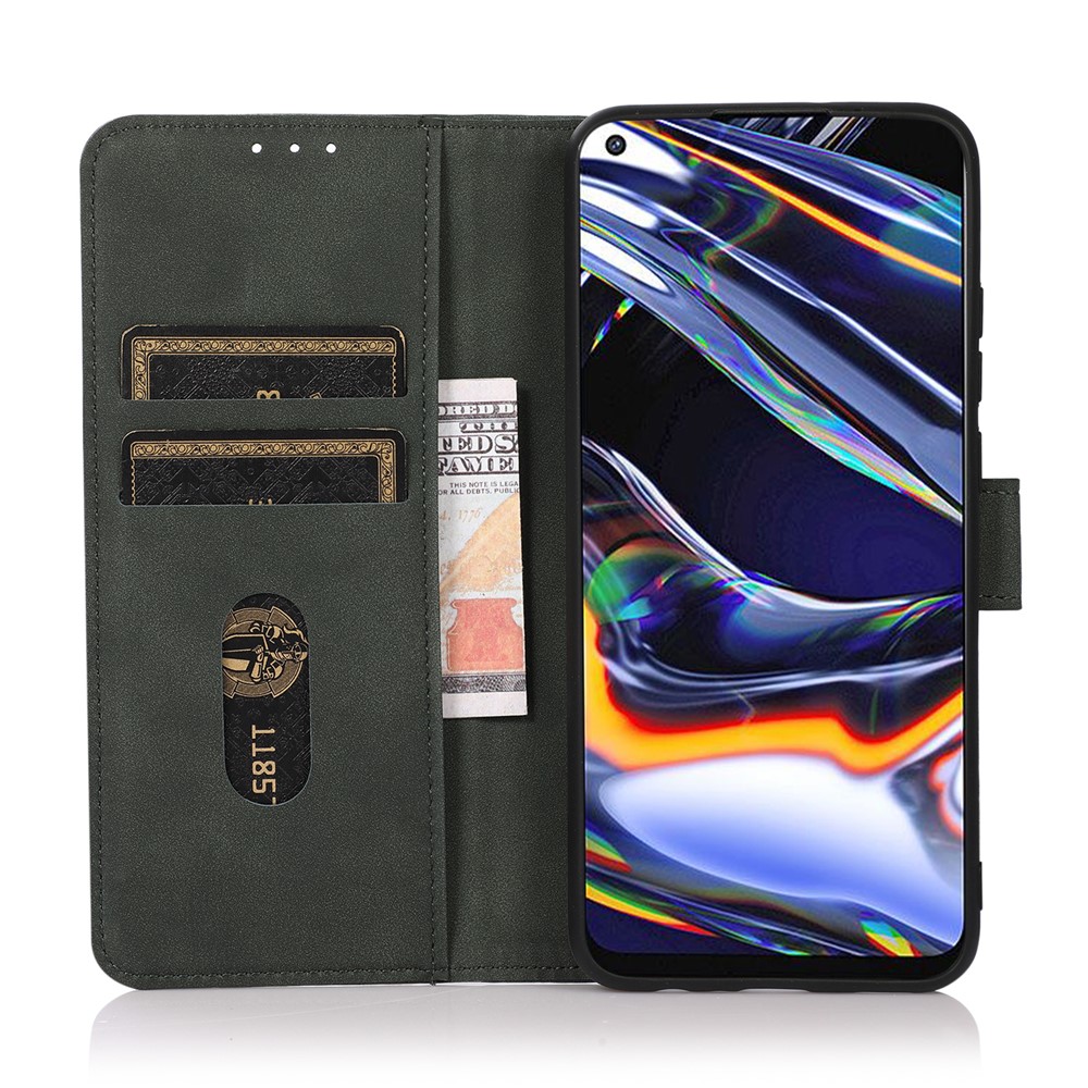 KHAZNEH Anti-drop PU Leather + TPU Protective Phone Case with Stand Wallet for Xiaomi Redmi Note 11 - Green-4