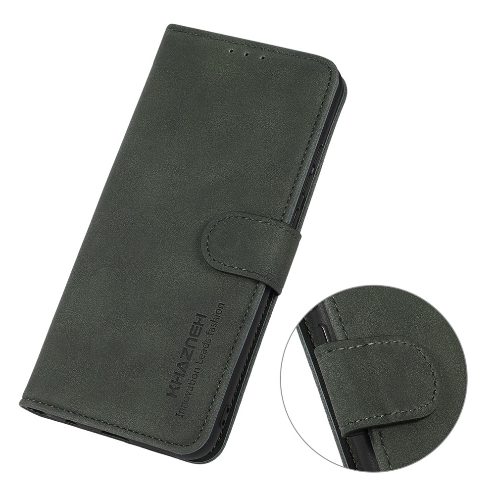KHAZNEH Anti-drop PU Leather + TPU Protective Phone Case with Stand Wallet for Xiaomi Redmi Note 11 - Green-7