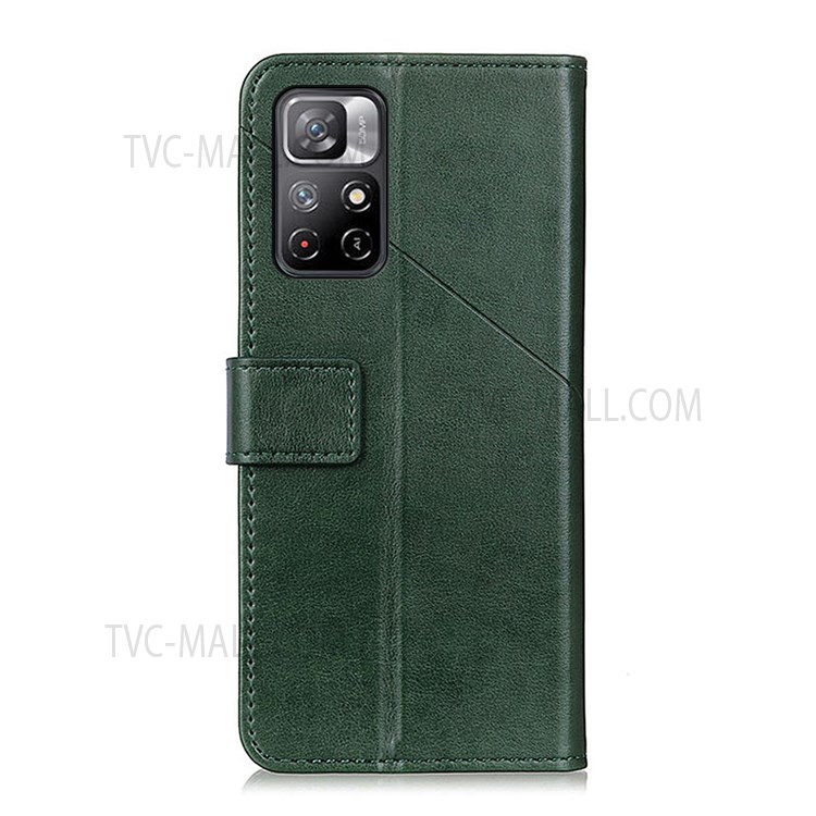Wallet Stand Flip Folio PU Leather Cover Impact Buffer Inner TPU Phone Case for Xiaomi Redmi Note 11 - Green-3
