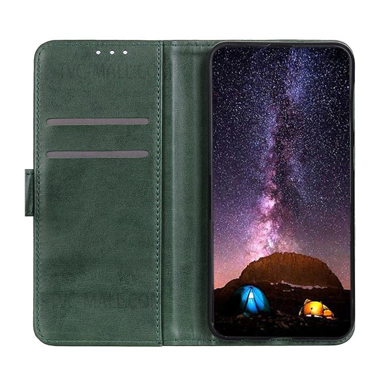 Wallet Stand Flip Folio PU Leather Cover Impact Buffer Inner TPU Phone Case for Xiaomi Redmi Note 11 - Green-4