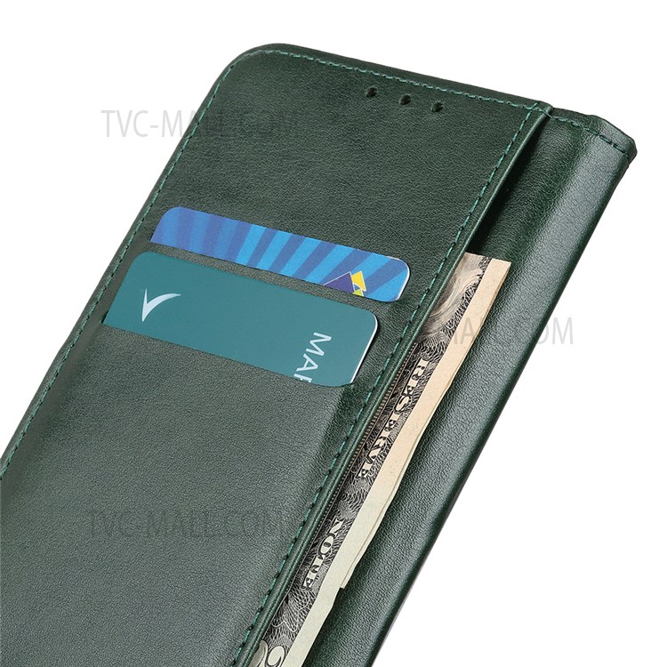 Wallet Stand Flip Folio PU Leather Cover Impact Buffer Inner TPU Phone Case for Xiaomi Redmi Note 11 - Green-6