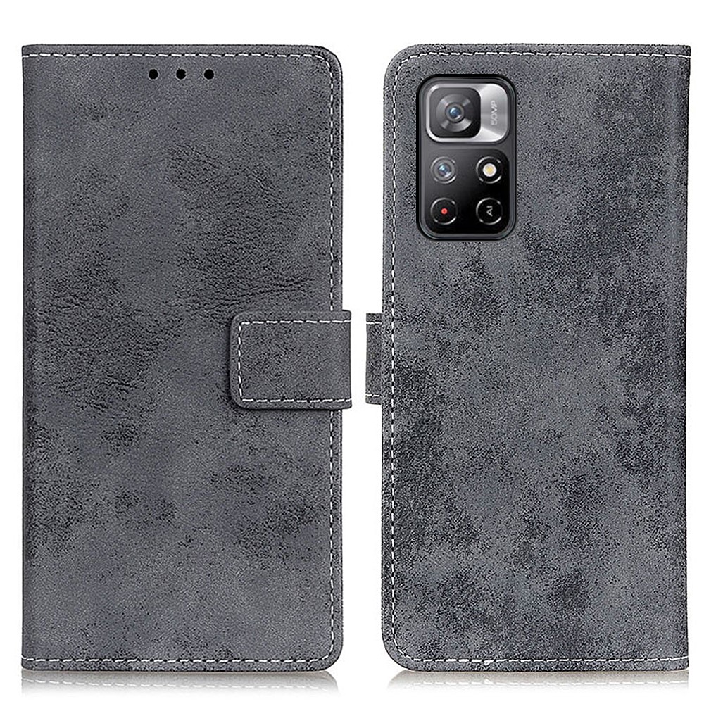 Retro Style Adjustable Stand Fall-proof PU Leather Phone Wallet Cover Case for Xiaomi Redmi Note 11 - Grey-1