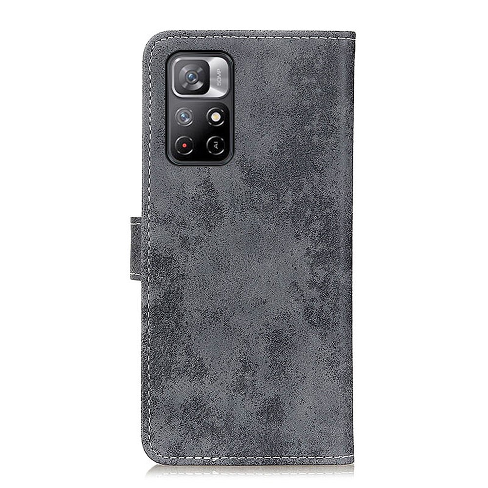 Retro Style Adjustable Stand Fall-proof PU Leather Phone Wallet Cover Case for Xiaomi Redmi Note 11 - Grey-3