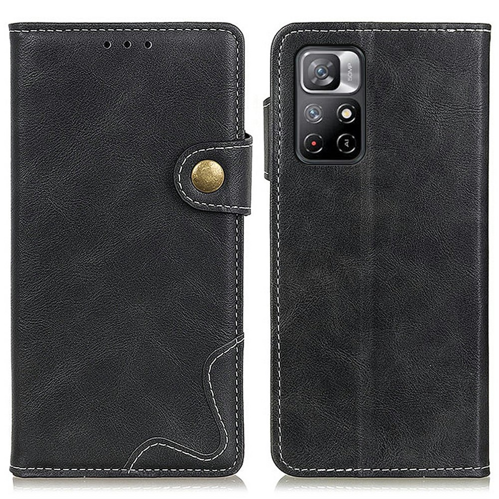 PU Leather All-inclusive Protection S-shape Textured Stand Phone Case Cover with Wallet for Xiaomi Redmi Note 11 - Black-1
