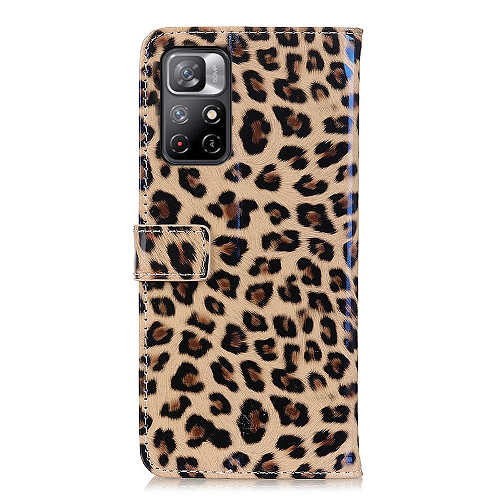 Full Coverage Leopard Pattern Magnetic Closure PU Leather Wallet Stand Flip Folio Phone Cover for Xiaomi Redmi Note 11-3