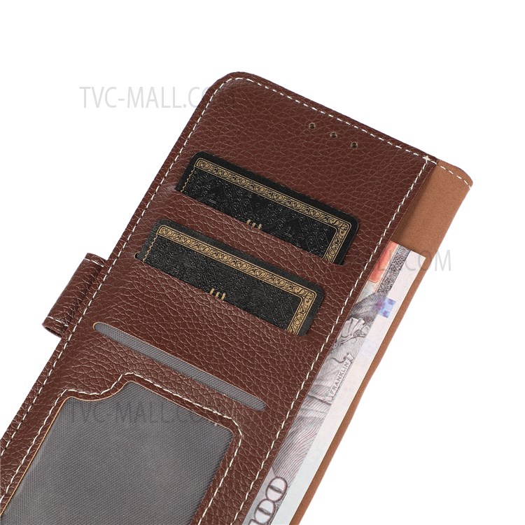 Litchi Texture Stand Wallet Magnetic Clasp Shockproof Protective PU Leather Phone Cover for Xiaomi Redmi Note 11 Pro/Note 11 Pro+ - Brown-6